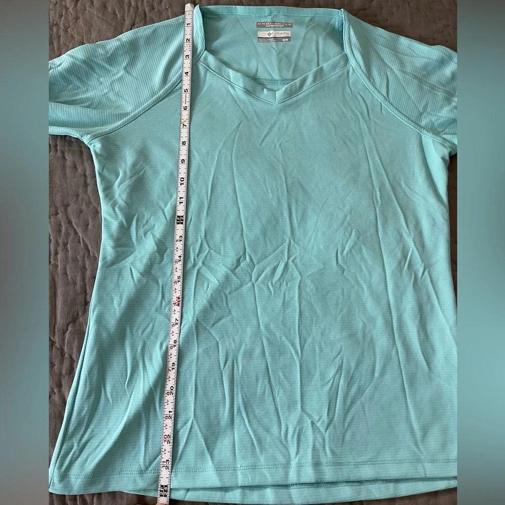 Columbia Omni Shade Aqua 3/4 Sleeve Top Sun Protection Beach Fishing Medium Hike - Picture 5 of 8